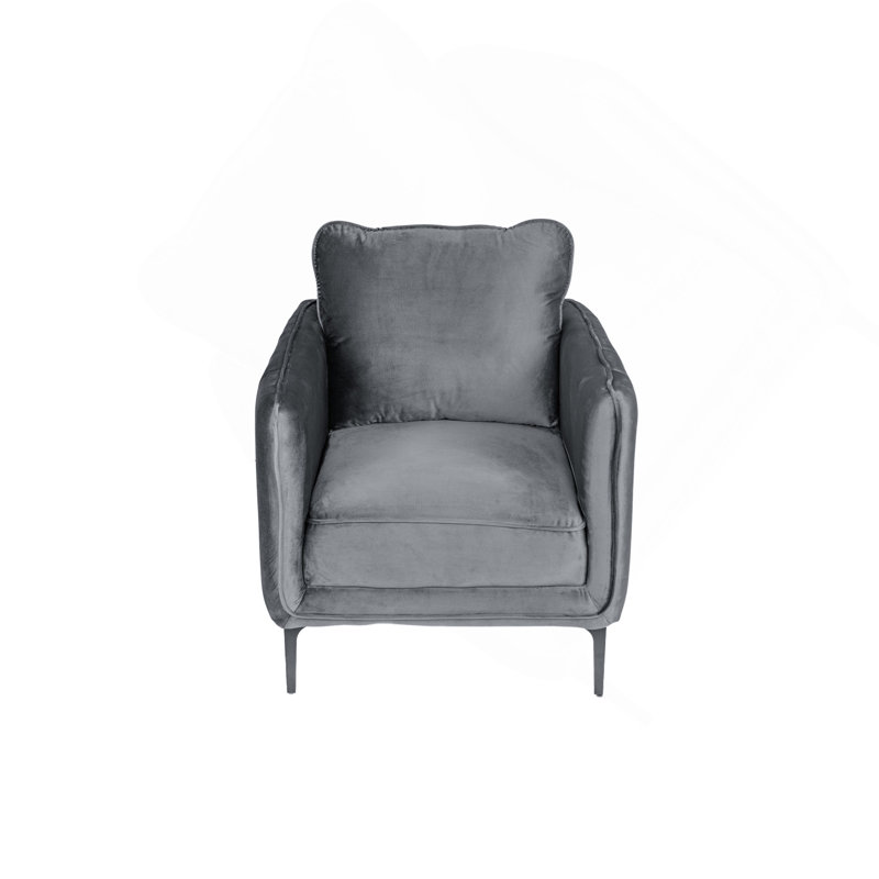 Magnifique chaise d'appoint élégante en velours gris recouverte de tissu en velours gris