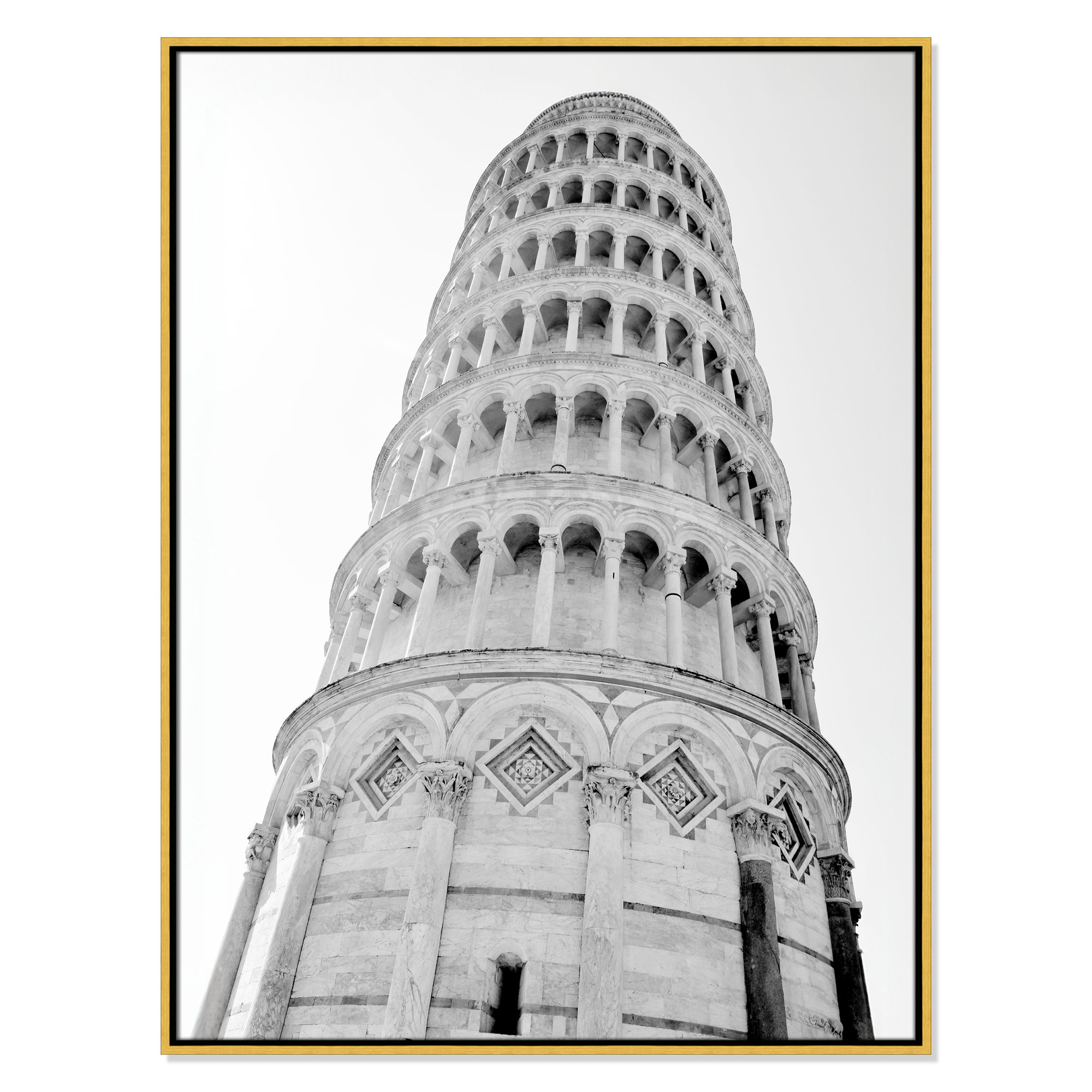 Iconic City Collection " Pisa " by Natalie Carpentieri, No, 41.5" H x 31.5" W x 2" D, Gold Floater Frame