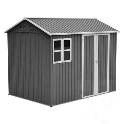 Large Steel Storage Shed With Window AND Lockable Doors & Sloped Roof