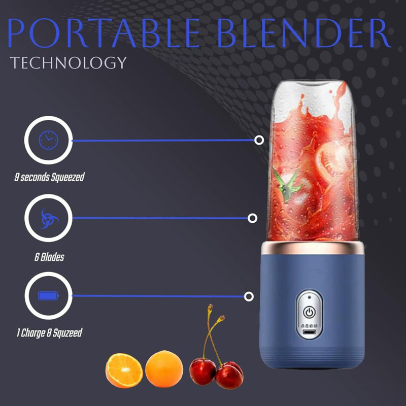 Mélangeur portatif 14 oz avec 6 pales