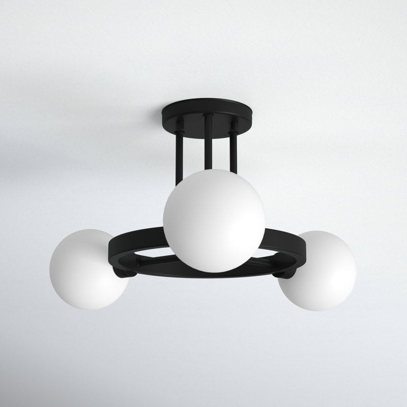 Eveliina Glass Semi Flush Mount, Midnight Black