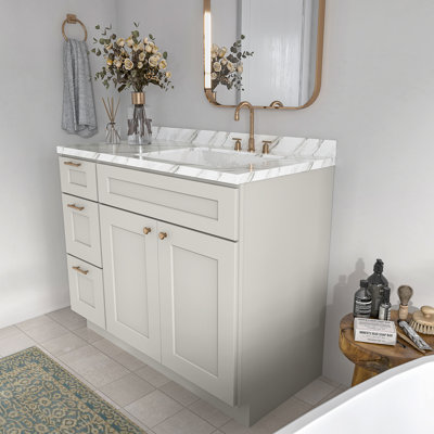 Ready-to-Assemble Solid Wood Shaker 42" Bathroom Vanity Base Cabinet Only – Countertop Not Included