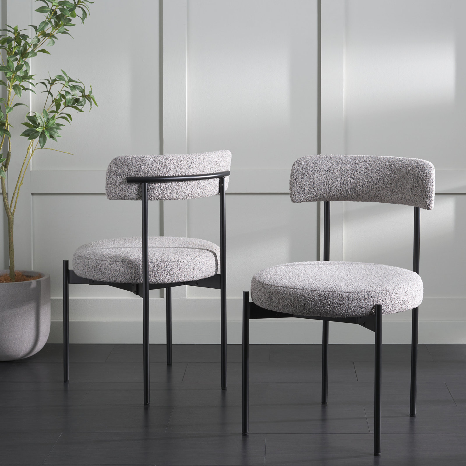 Liana Boucle Dining Chair, Gray