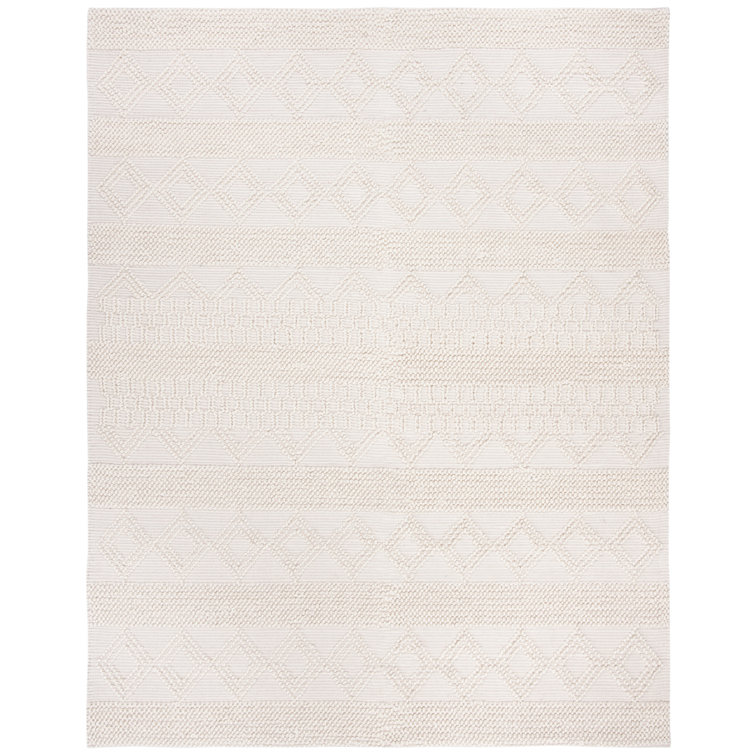 Natura Hand Woven Wool/Cotton Geometric Rug in Ivory