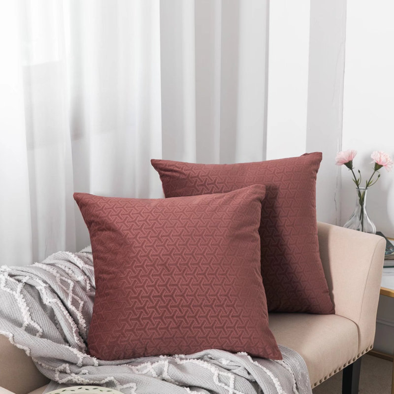 Square Throw Pillow Cover Yellow, Light Burgundy