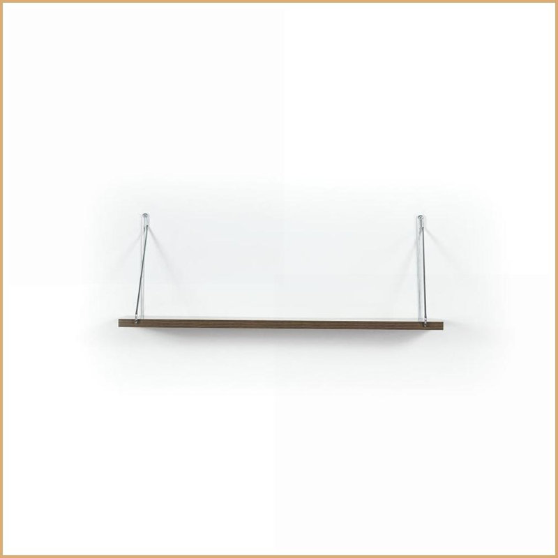 Tablette murale Tablette murale moderne simple avec supports chromés | Blanc | Bois massif