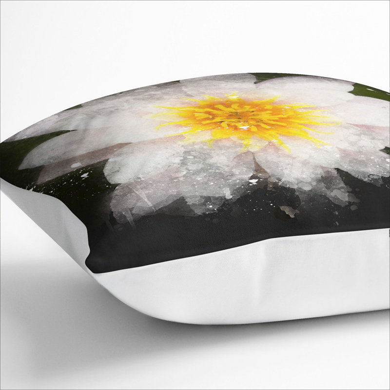 White Lily Flower Scatter Cushion, 40cm H x 40cm W x 15cm D, White