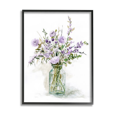 Vase en verre classique "Arrangement de fleurs de lavande" - Cadre flottant, impression sur toile