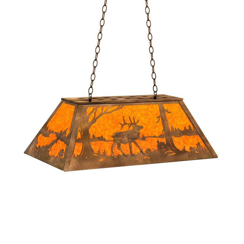 6 - Light Pendant, Amber Mica, Antique Copper, 43" H x 33" W x 17" D