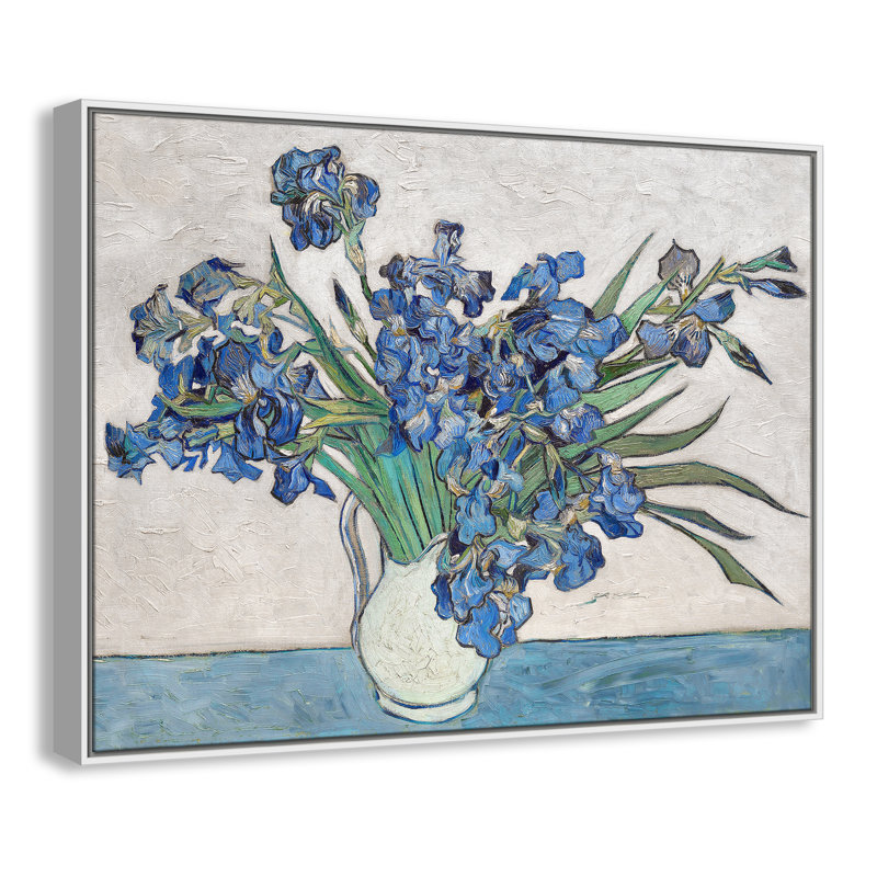 Imprimé iris bleu par Vincent Van Gogh, Cadre flottant blanc, Pas de tapis, H 41,5 po x l 31,5 po