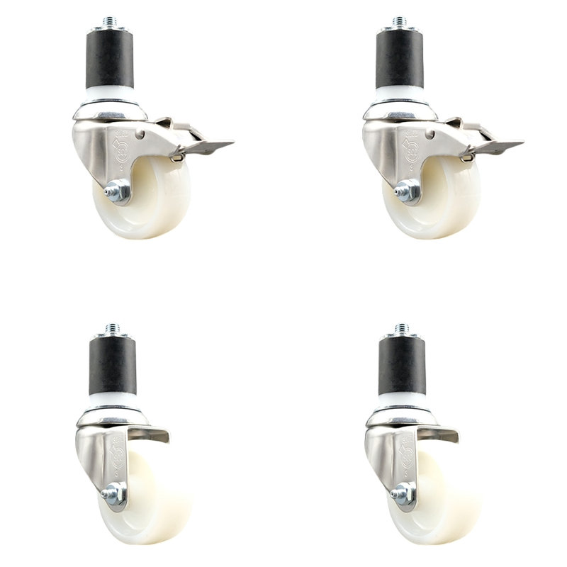 Roulettes pivotantes, H 3 po x l 3 po