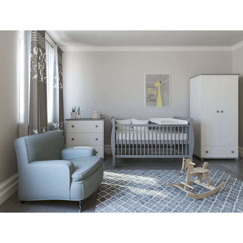 Valletta 3 Cot Bed, Grey, No