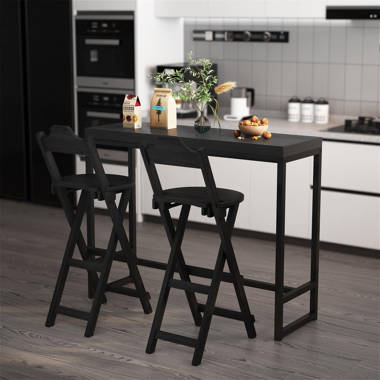 Bistro Table and Chairs Set of 2, 3-Piece Bar Table and Chairs, Small 2-Tier Round Dining Table 17 Stories