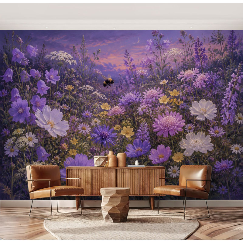 Papier peint auto-adhésif Vibrant Wildflower, L 69 po x l 96 po