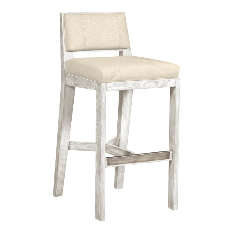 Scoville By Thom Filicia Upholstered Counter Stool with Solid Wood Frame, Casa Blanca, Kimoni Natural