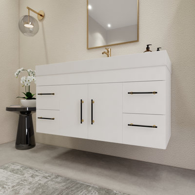 48" Wall-Mounted Single Bathroom Vanity Set