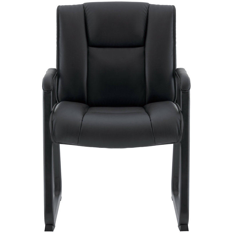 Harwick Premium Top Grain, Genuine Leather Waiting Room Chair With Sled Base