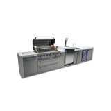 Mont Alpi 6-Burner Deluxe Stainless Steel Outdoor BBQ Island Grill + Kegerator and Beverage Center