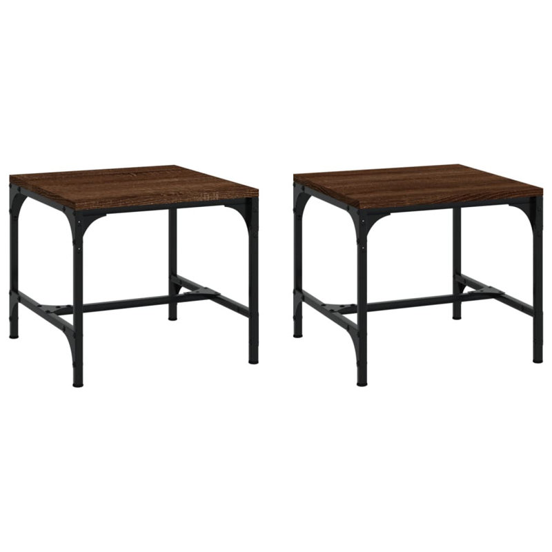 Erwan Frame Side Table Set, Brown Oak