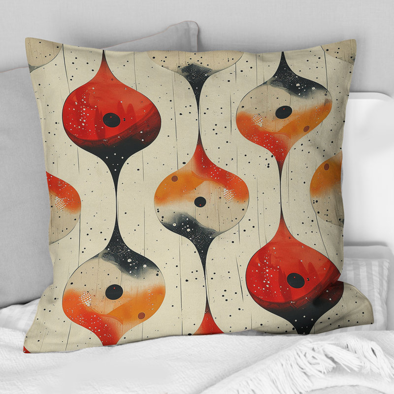 Coussin orange et jaune Midcentury Charm IV - Midcentury, H 16 po x l 16 po