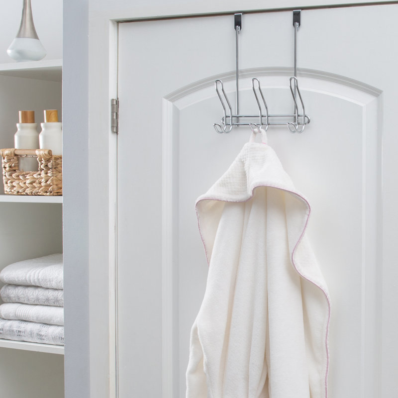 Chrome Compact Over The Door 6 Hook Rack