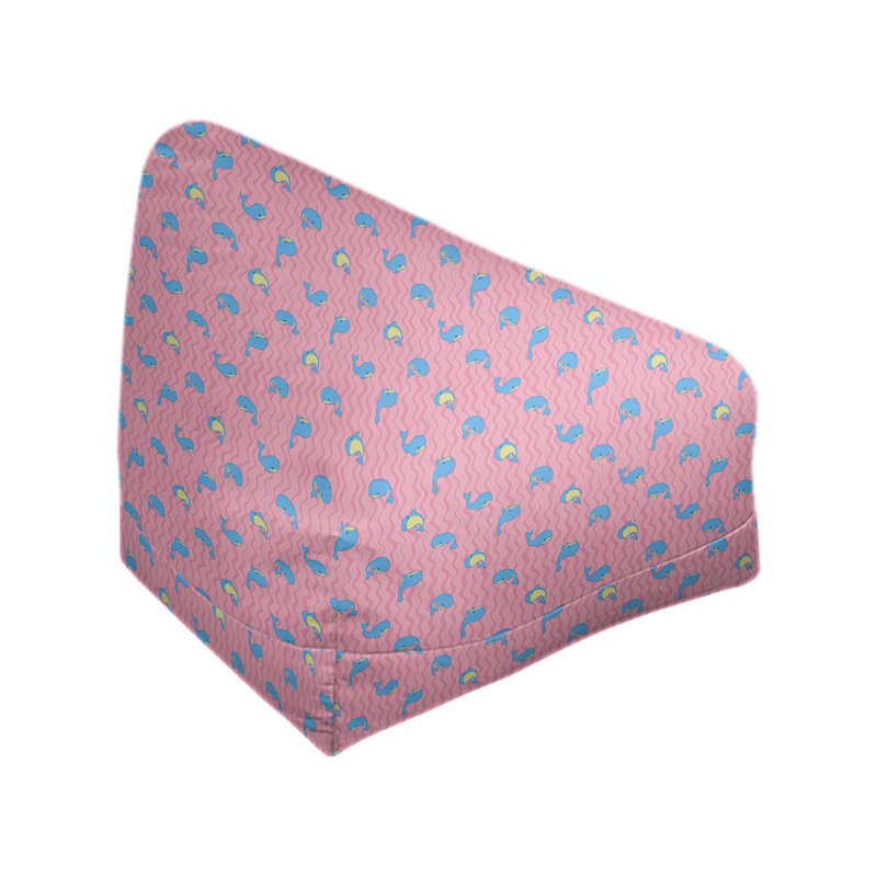 Sac de pois Kitterman, H 38 po x l 42 po x P 29 po, Pouf fauteuil, Mélange de polyester rosé / bleu