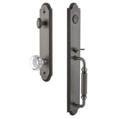 Arc One-Piece Handleset with Single Cylinder Deadbolt and F Grip with Chambord Crystal Knob