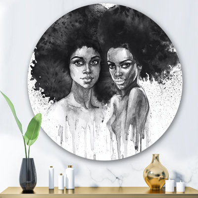 Portrait d'une femme afro-américaine - Art mural moderne en cercle en métal