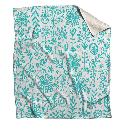 Turquoise Floral Pattern Blankets