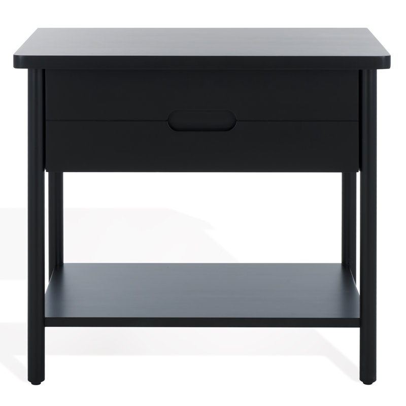 Fayletta 1 Drawer Wood Nightstand, Black
