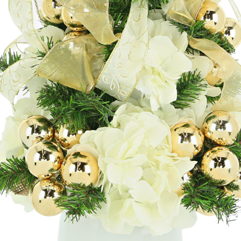 White And Gold Holiday Tree, Cream, 2.08