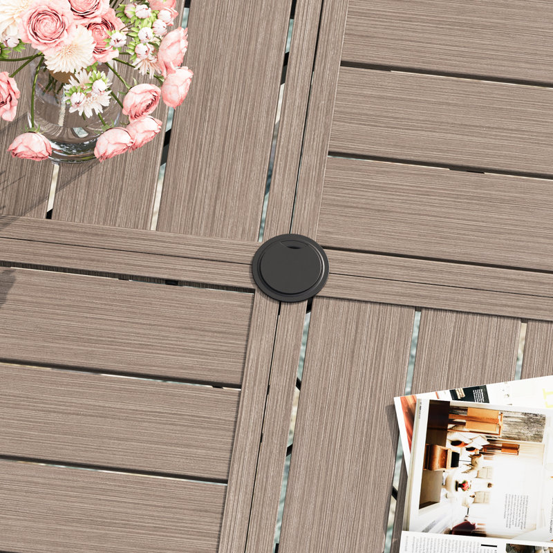 50" Round Outdoor Patio Dining Table, Brush Wood Grey