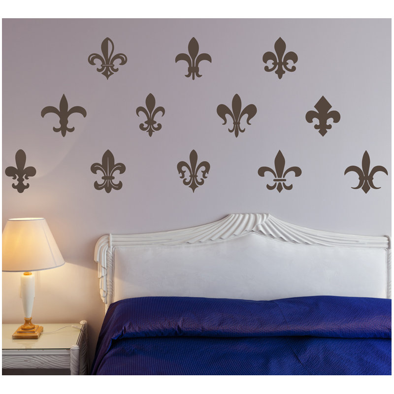 Décalcomanie murale motif fleur du lis, H 24 po x l 32 po x P 0,01 po, Or
