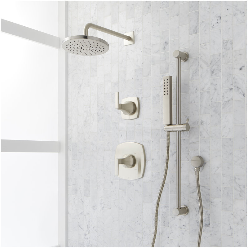 Sefina Pressure Balance Shower System with Slide Bar and Hand Shower - Brushed Nickel, Brushed Nickel
