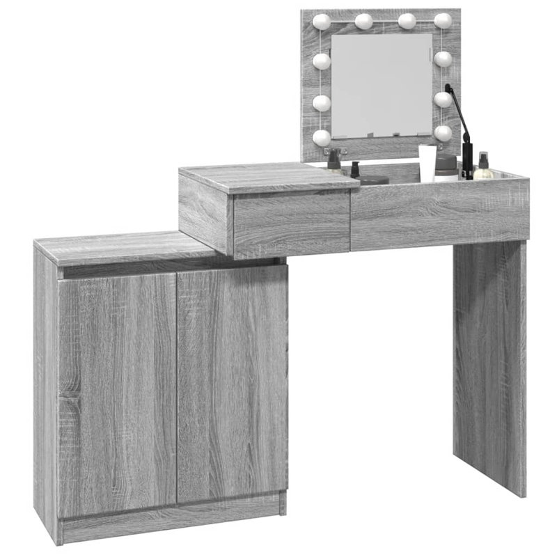 Dressing Table with Mirror, Grey Sonoma