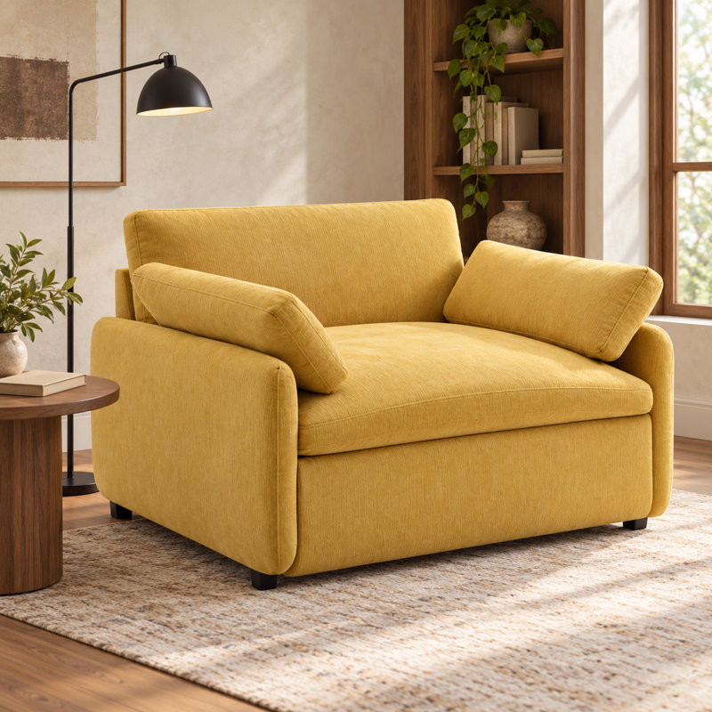 Fauteuil surdimensionné en chenille de 50 po de large Orelvessique avec assise profonde, coussins amovibles et 2 coussins