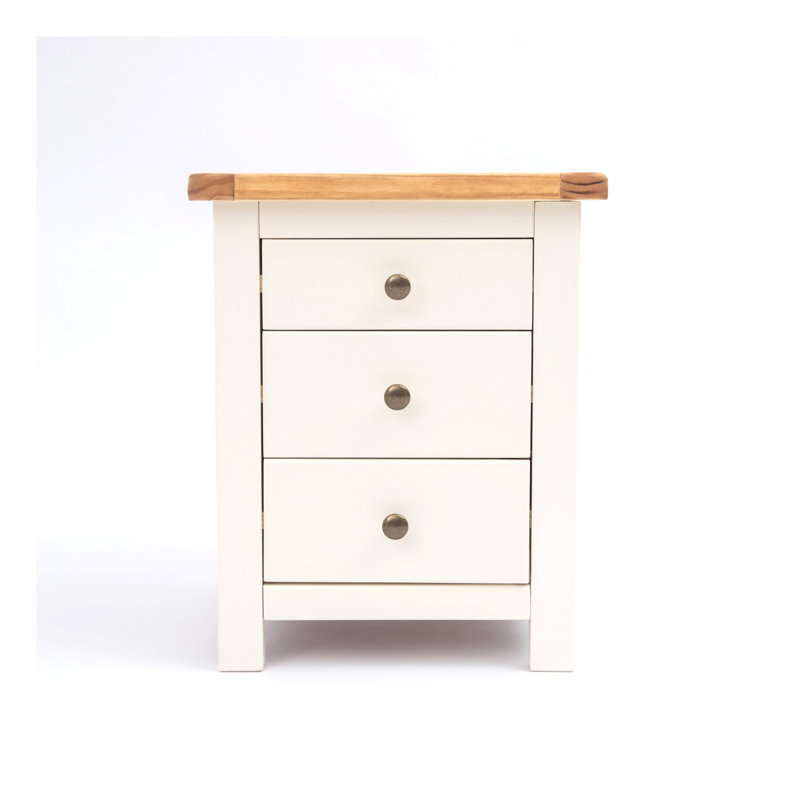 Genesee 45 cm W Bedside Table, White/Antique Brass