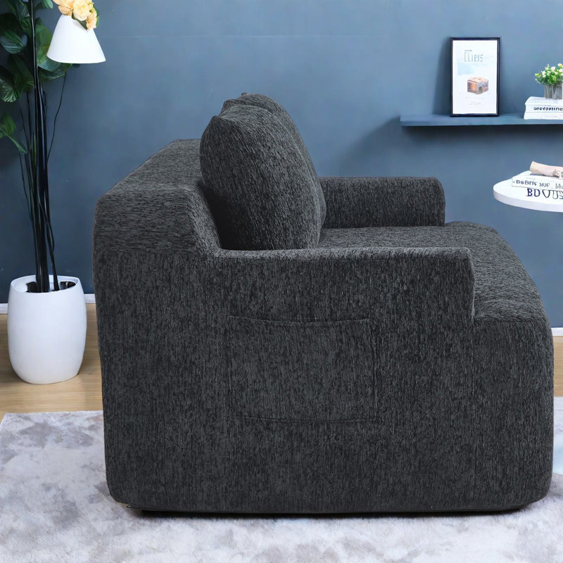 Canapés à compression avec rangement, canapé moderne en mousse de chenille de 67 pouces pour la maison