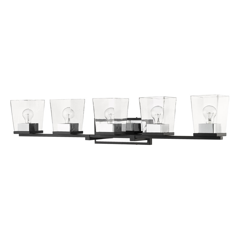 Braydon 5-Light Dimmable Vanity Light with Clear Glass Shades, Chrome