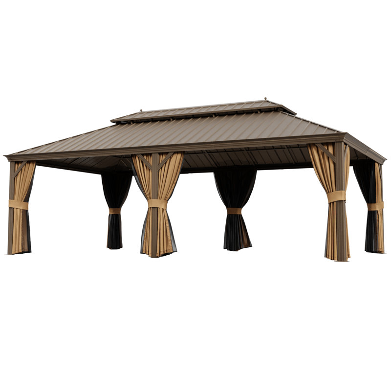 24 Ft. W X 14 Ft. D Aluminum Patio Gazebo With Double Roof