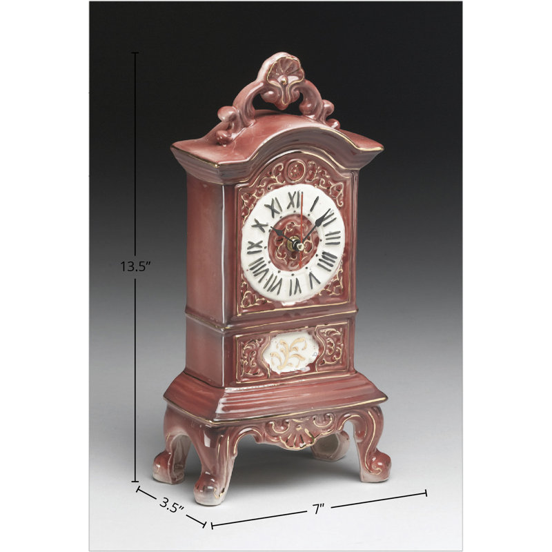 Analogue Quartz Tabletop Clock in Antique Red