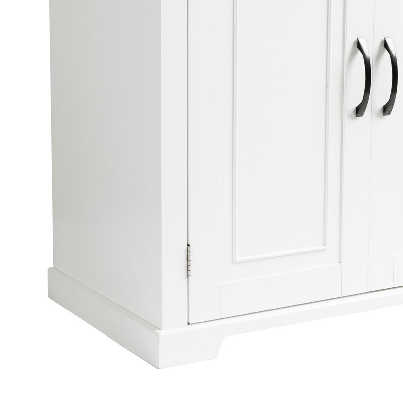 Grande armoire blanche avec tablettes réglables - portes, tiroir, unité de rangement peu encombrante, conception de salle de bain