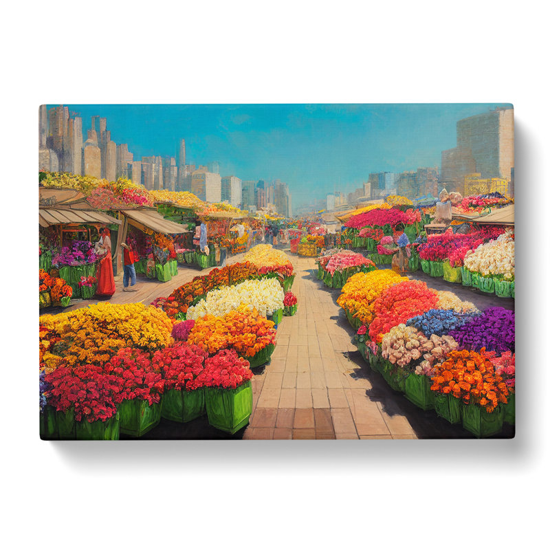 Delightful Flower Market - Wrapped Canvas Print, 35cm H x 50cm W x 3cm D
