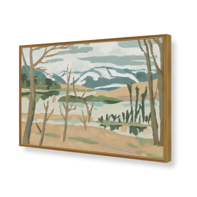 «Pale Horizon II» par Melissa Wang, reproduction d'art, H 12 po x l 18 po, Impression sur cadre ouvert sans papier mat, Doré