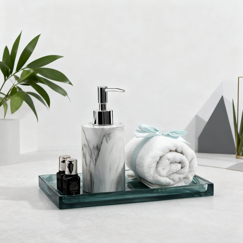 Organisateur de plateau de salle de bain en résine pour comptoir de meuble-lavabo, bijoux, parfums, bougies et articles de toilette, solution de rangement imperméable et durable pour la décoration intérieure