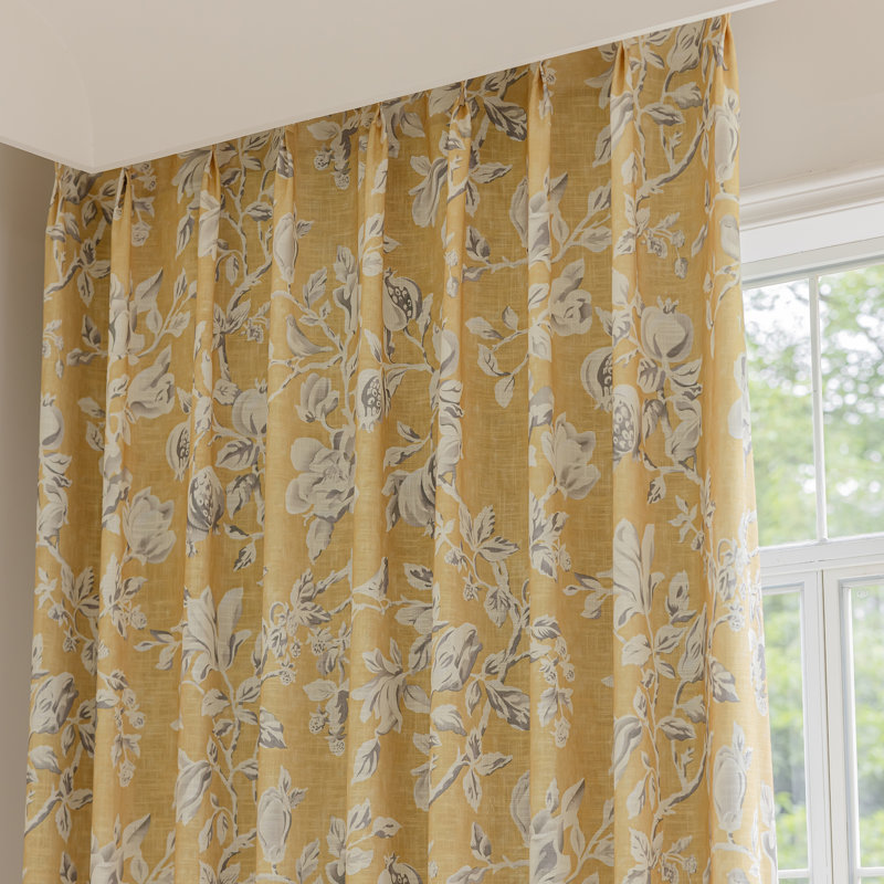 Amelia Linen Blend Semi-Sheer Curtain Panel Pair (Set of 2), 50" W x 108" L, Yellow