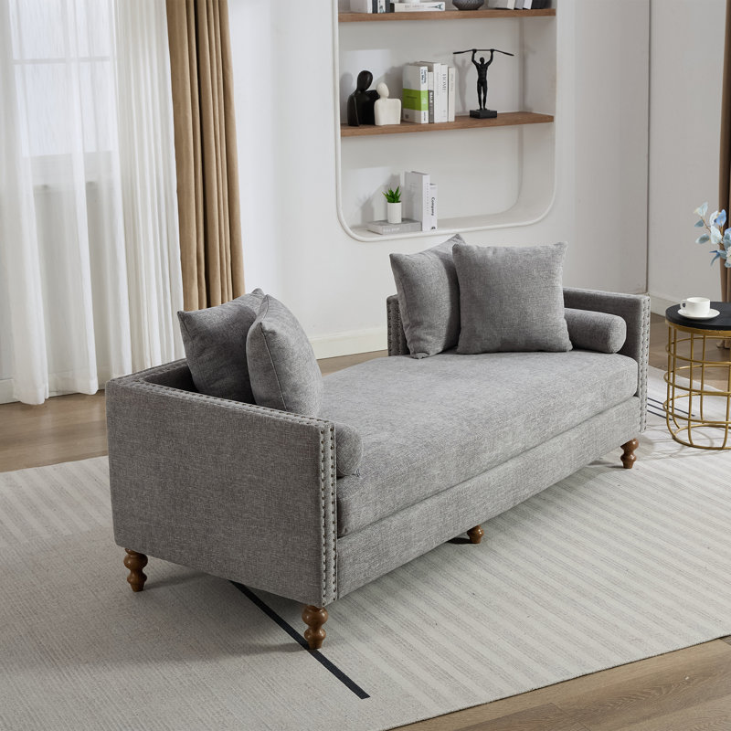 Modern Upholstered Chaise Lounge, Grey