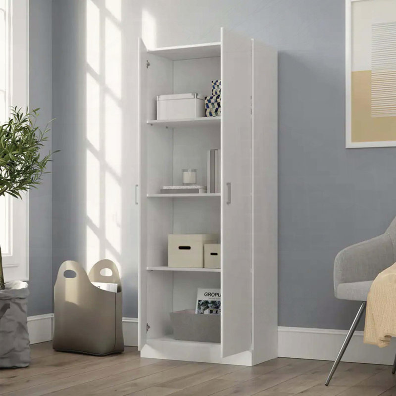 Armoire de rangement simpliste moderne à deux portes avec tablettes réglables