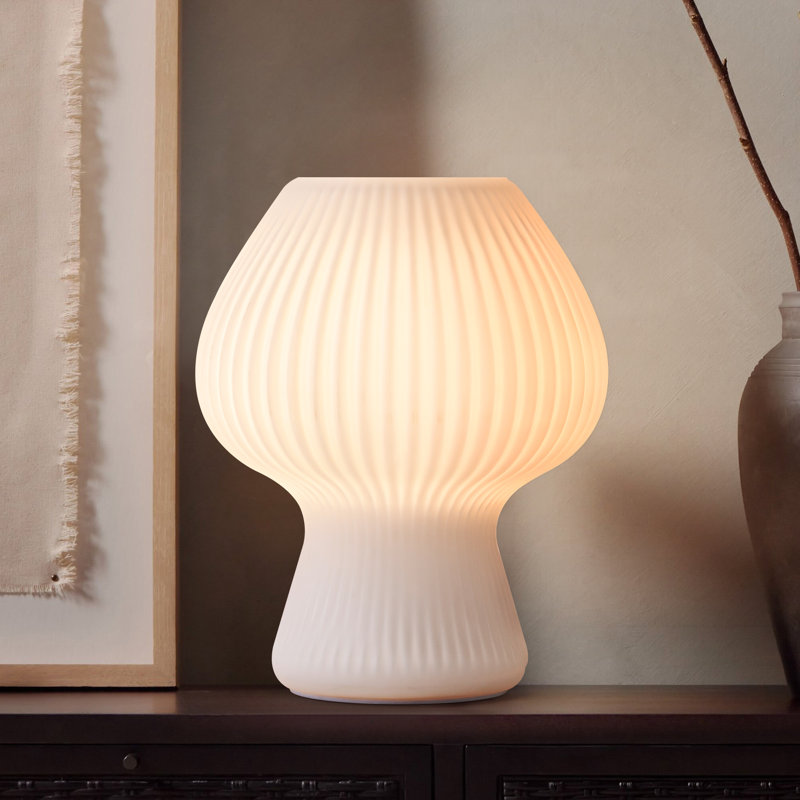 Lampe de table en verre nervuré 1 lumière Glint pour chambre à coucher