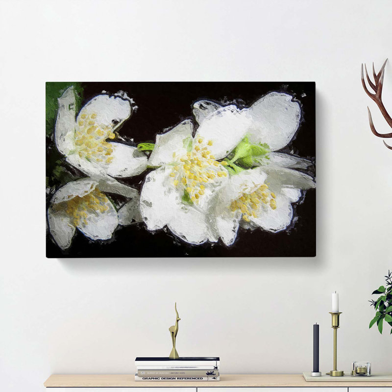 White Jasmine Flowers - Wrapped Canvas, 40cm H x 60cm W x 3cm D